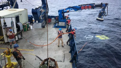 Fieldwork at sea on the Atlantis research vessel. 