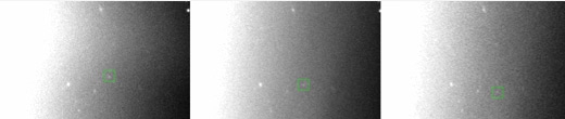 These three images show the rediscovery of S/2000 J11 from the Magellan telescope at Las Campanas