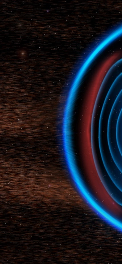 Earth's magnetic field, generated by the motion of liquid iron deep inside the core, reaches out into space