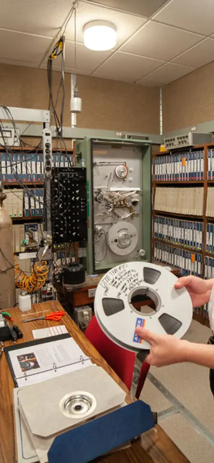 Steven Golden works on the digitization and archiving of analog magnetic tape data from a network of seismic broadband stations that were operated by Carnegie under Selwyn Sacks between 1965 and 2004