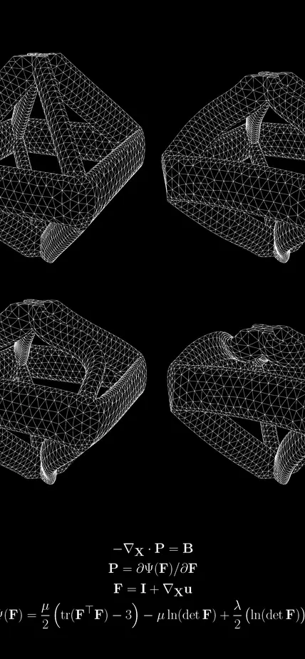Here we see a mesh of an octet element from a lattice used for composing metamaterials.