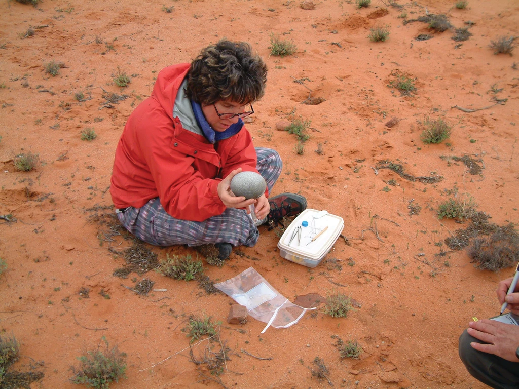 Marilyn Fogel dissects a modern emu egg for her study on the ancient Australian environment.