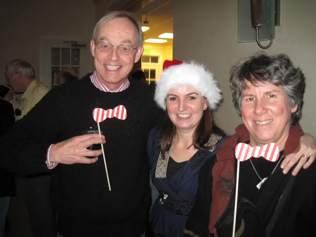 Marilyn Fogel with Steve Shirey and Diana Roman at the 2012 holiday party at Carnegie's Broad Branch Road campus. 