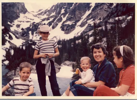 Vera with her children Karl, Dave, Allan, and Judy at Bear Lake, Rocky Mt. National Park in Colorado, 1961.