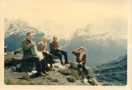 John Baldwin, Jan Oort, Bob, and Vera, in Faulhorn, Switzerland, 1969.