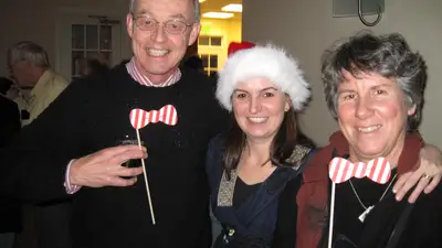 Marilyn Fogel with Steve Shirey and Diana Roman at the 2012 holiday party at Carnegie's Broad Branch Road campus. 