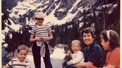 Vera with her children Karl, Dave, Allan, and Judy at Bear Lake, Rocky Mt. National Park in Colorado, 1961.