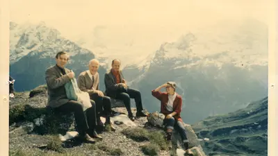 John Baldwin, Jan Oort, Bob, and Vera, in Faulhorn, Switzerland, 1969.