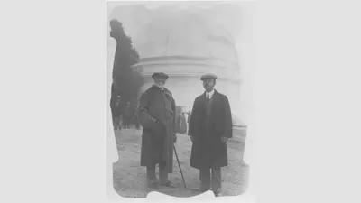 Andrew Carnegie and George Ellery Hale outside the 60-inch telescope dome