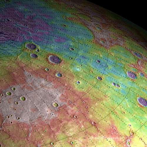 Perspective view of Mercury's topography.