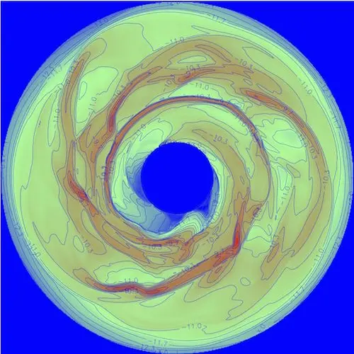 Alan Boss' model of a planet-forming disk (like what formed our our Solar System), which demonstrates that gas giant planets could be found orbiting Sun-like stars at distances similar to Jupiter and Saturn.